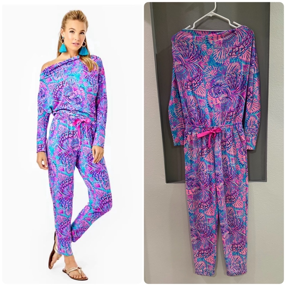 Lilly Pulitzer Sheera Jumpsuit Turquoise Oasis Shellidescope.